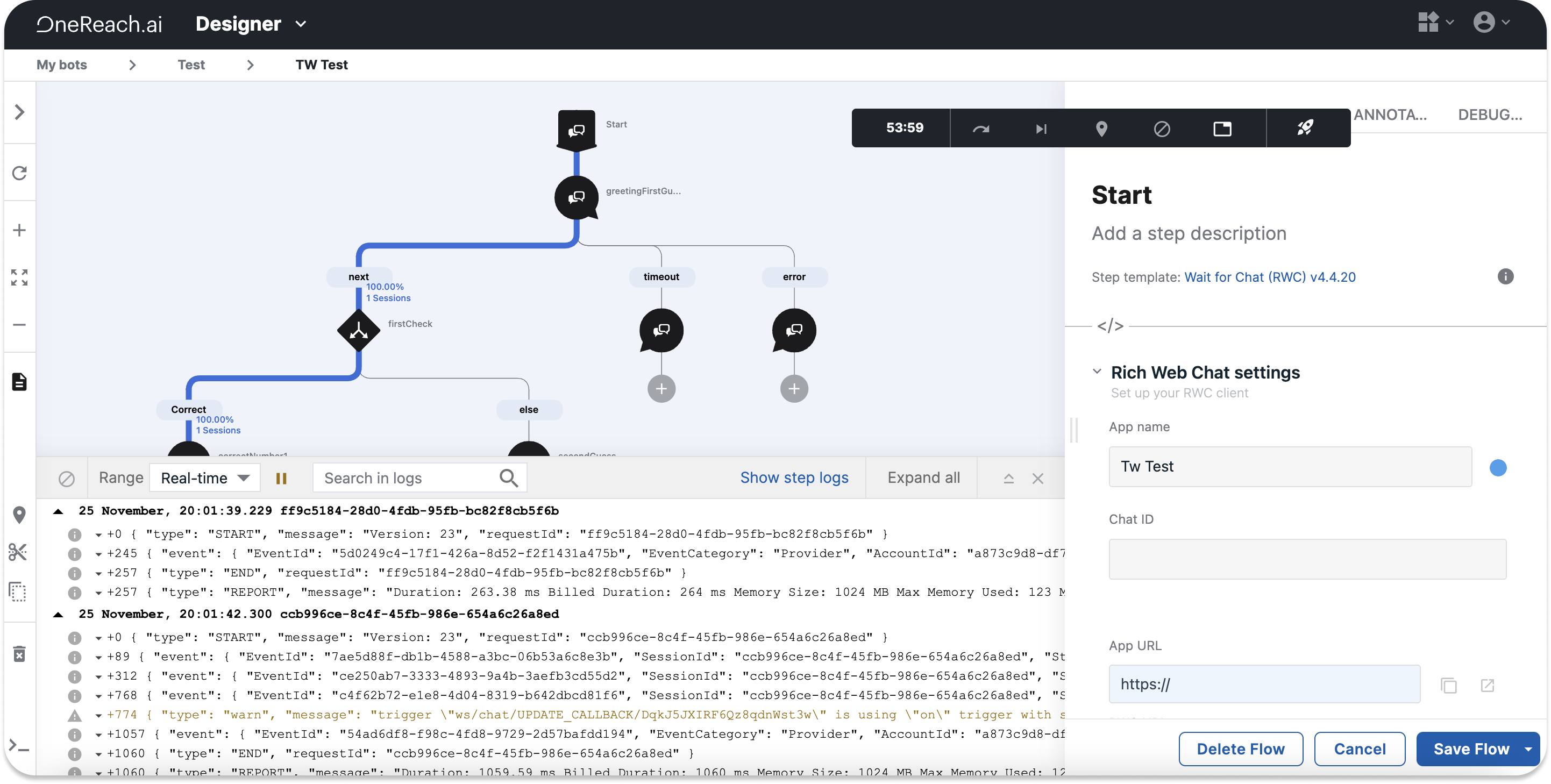 Debug panel